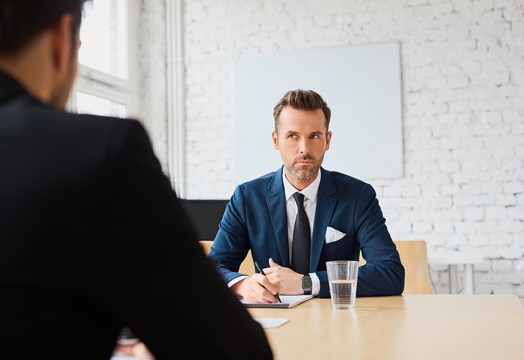 Man conducting a job interview with potential employee
