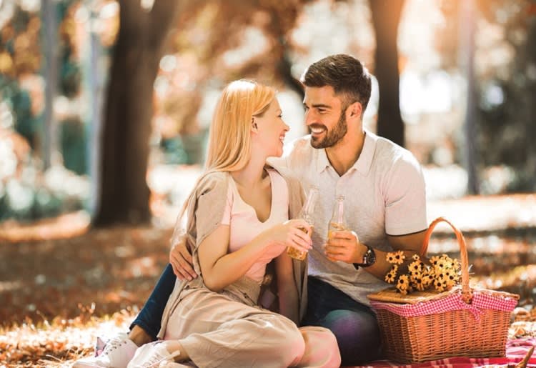 Couple having a picnic in a park