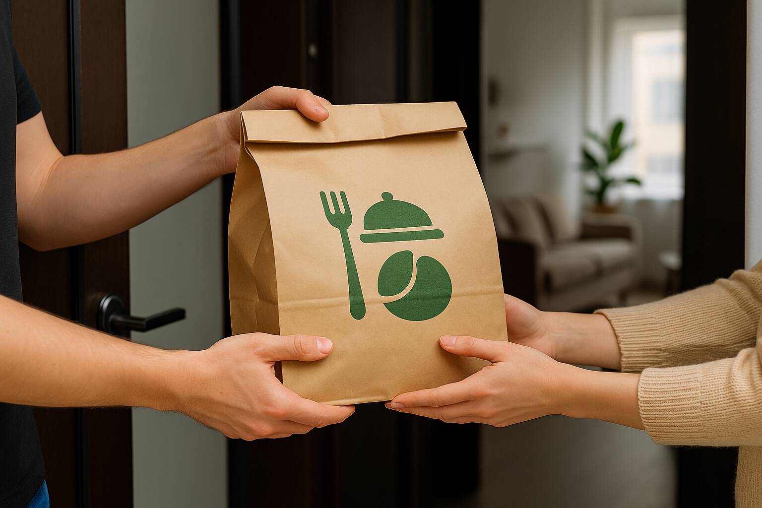 Meal Delivery a couple of people holding a brown paper bag