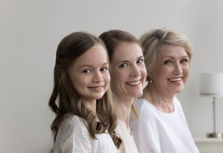 Three generations of females sharing similar genetic variants