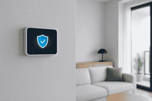 a white couch sitting next to a white wall