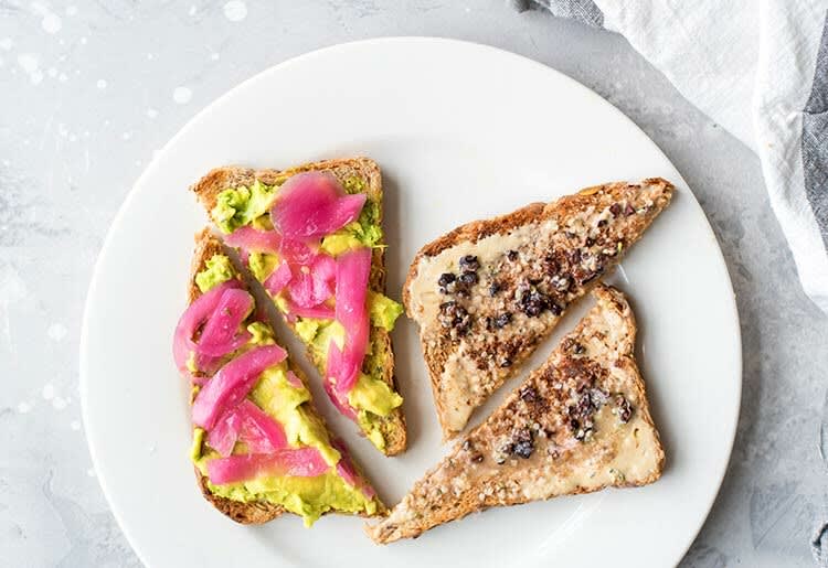 Healthy toast with avocado and tomato
