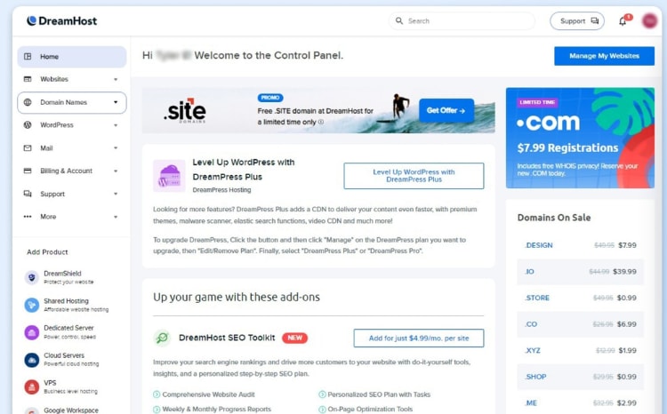 DreamHost Control Panel