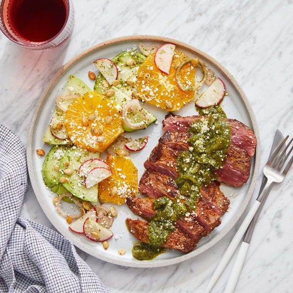 Mexican-Spiced Steaks and Cilantro Sauce