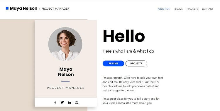 Wix Business CV Template