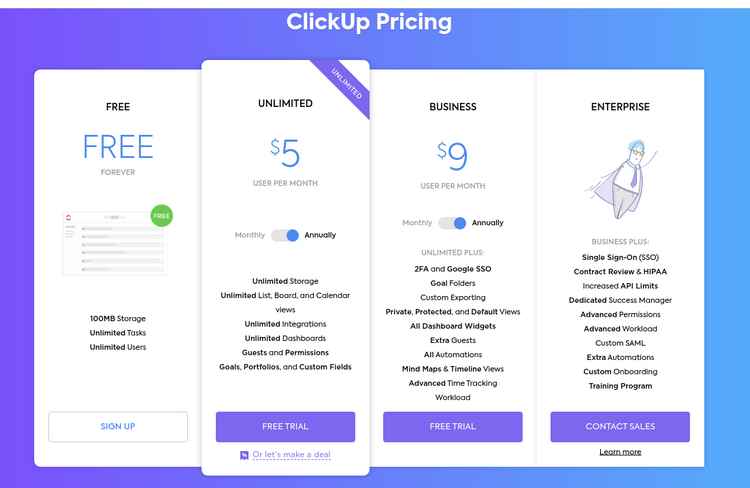 clickup app pricing