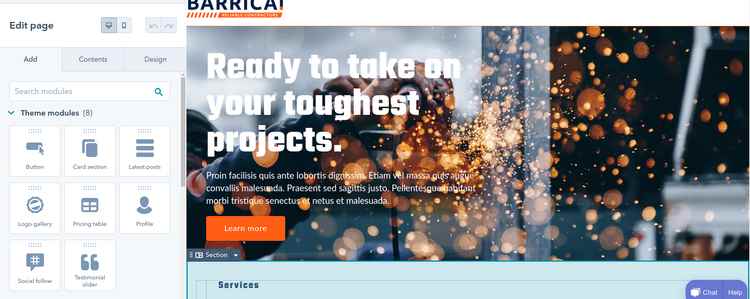 Hubspot drag-and-drop website editor