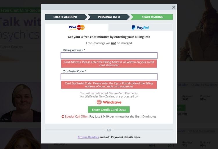 Lifereader payment information