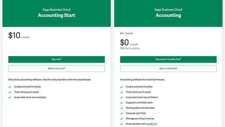 Sage Business Cloud Accounting Pricing and Plans
