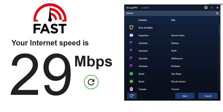 Strong VPN speed test