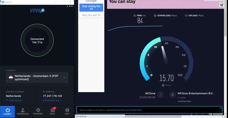 VPN.AC speed test