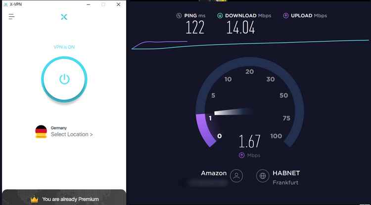 X VPN speed test