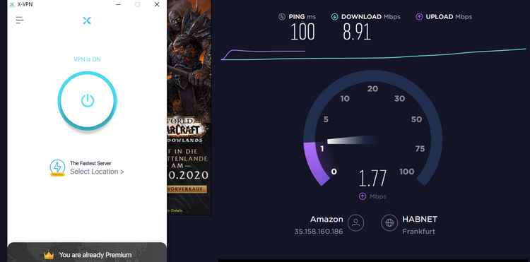 X VPN speed tes