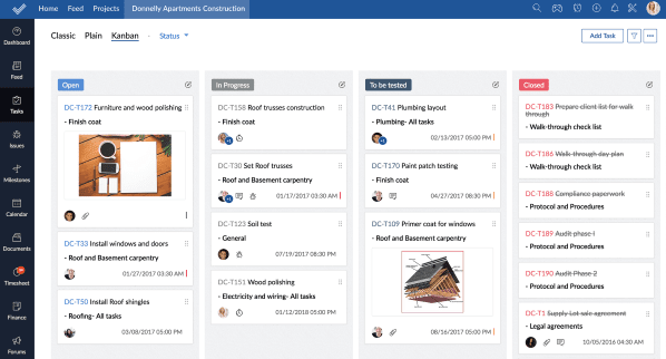 Zoho Kanban task view Zoho1