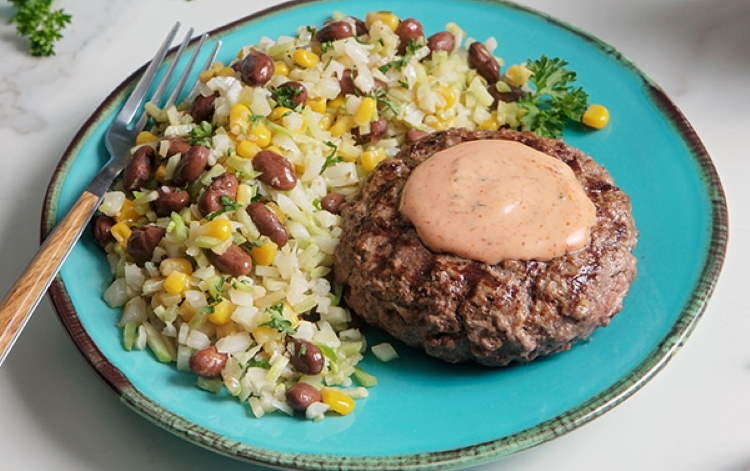 Grass-fed bison burger