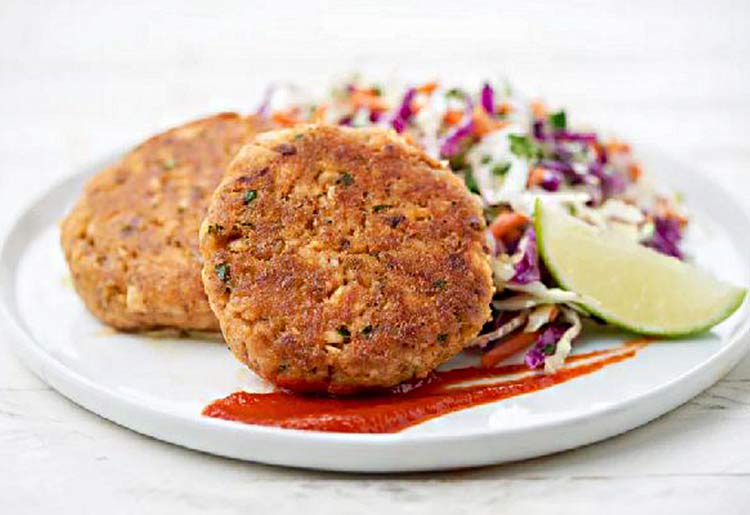 Thai Fish Cakes with Cilantro-Lime Slaw and Sriracha Thai Fish Cakes with Cilantro-Lime Slaw and Sriracha