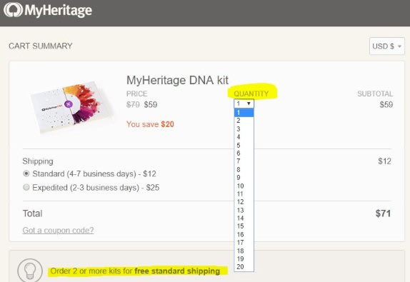 Select quantity Select quantity of DNA kits