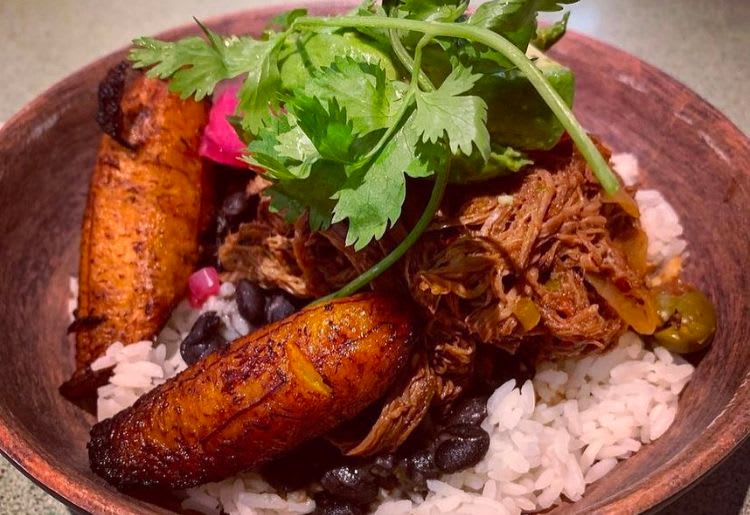 homemade ropa vieja with baked sweet platains home cooked meal