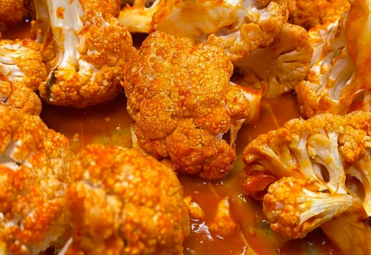 Organic vegan buffalo cauliflower sprouts