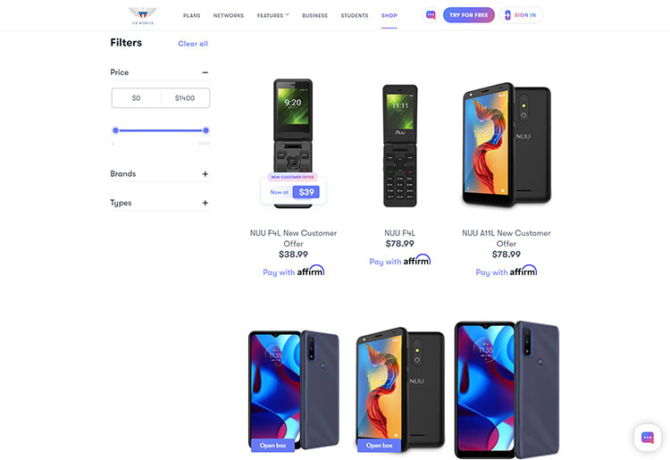 US Mobile Selection of Phones Available