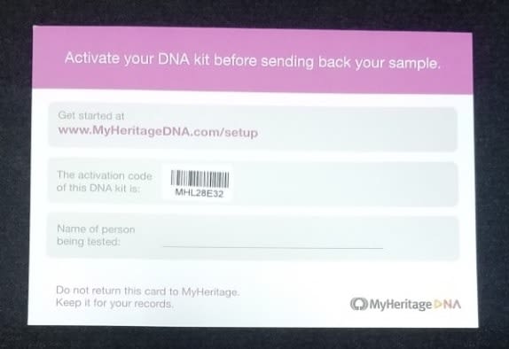 Activation card Don't forget to activate your kit