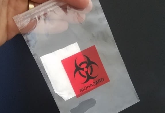 MH biohazard bag MyHeritage DNA kit biohazard bag