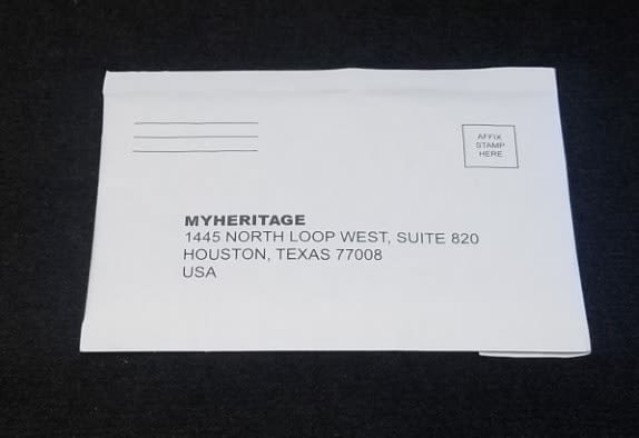 MH envelope MyHeritage pre-addressed envelope