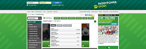 Paddy Power is also known for its sports betting section