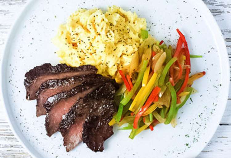 Steak and Eggs with Peppers and Onions (Frozen) Steak and Eggs with Peppers and Onions (Frozen)