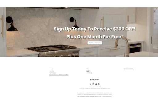 Global Home Protection homepage with special offer