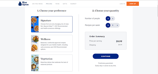 Blue Apron meal preferences