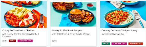 EveryPlate's meal options