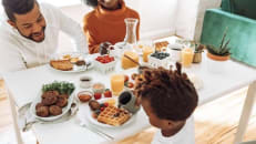 family eating breakfast