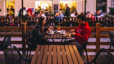 Man woman dinner patio