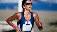 A female long distance runner during a race.