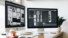 Designing a website on a computer