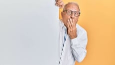 An old man gasping in shock