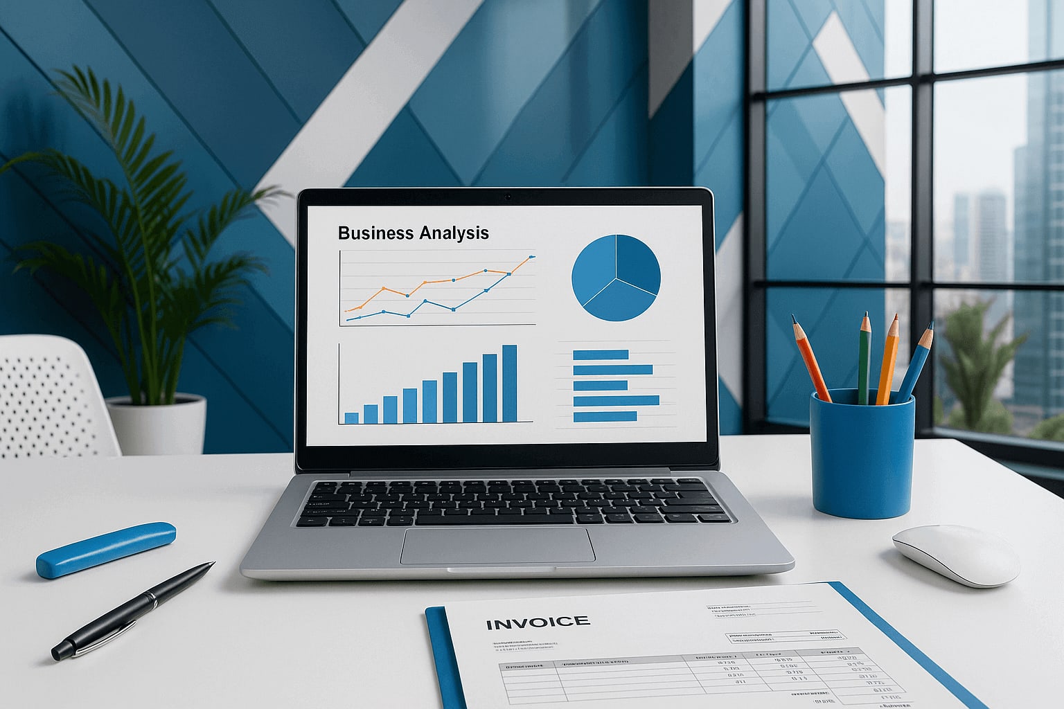 a laptop computer sitting on top of a white desk
