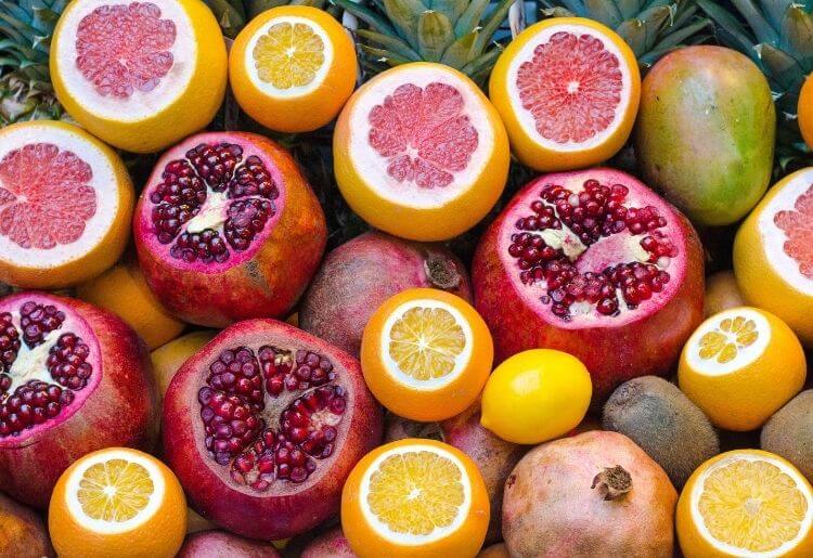 Lemons, oranges and pomegranates