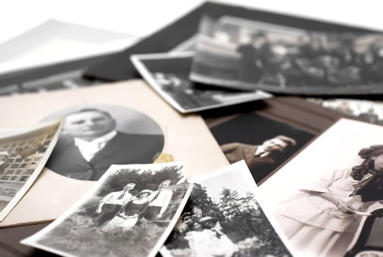 A collection of black and white family photos