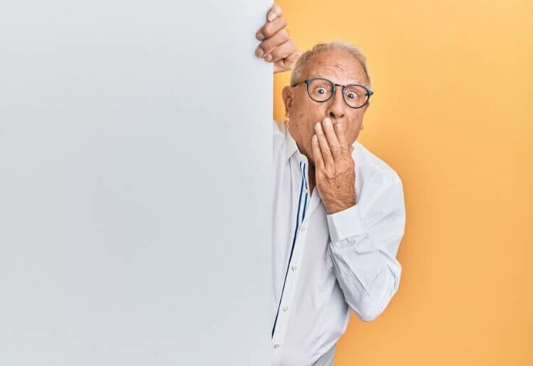 An old man gasping in shock