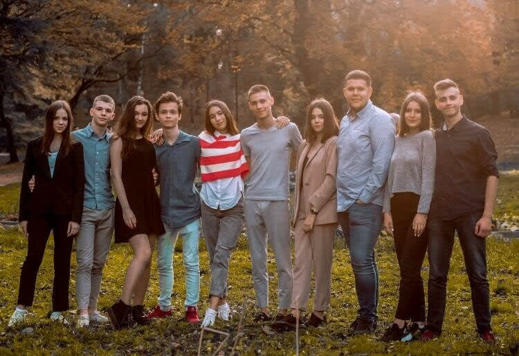 Large family standing together for a picture 